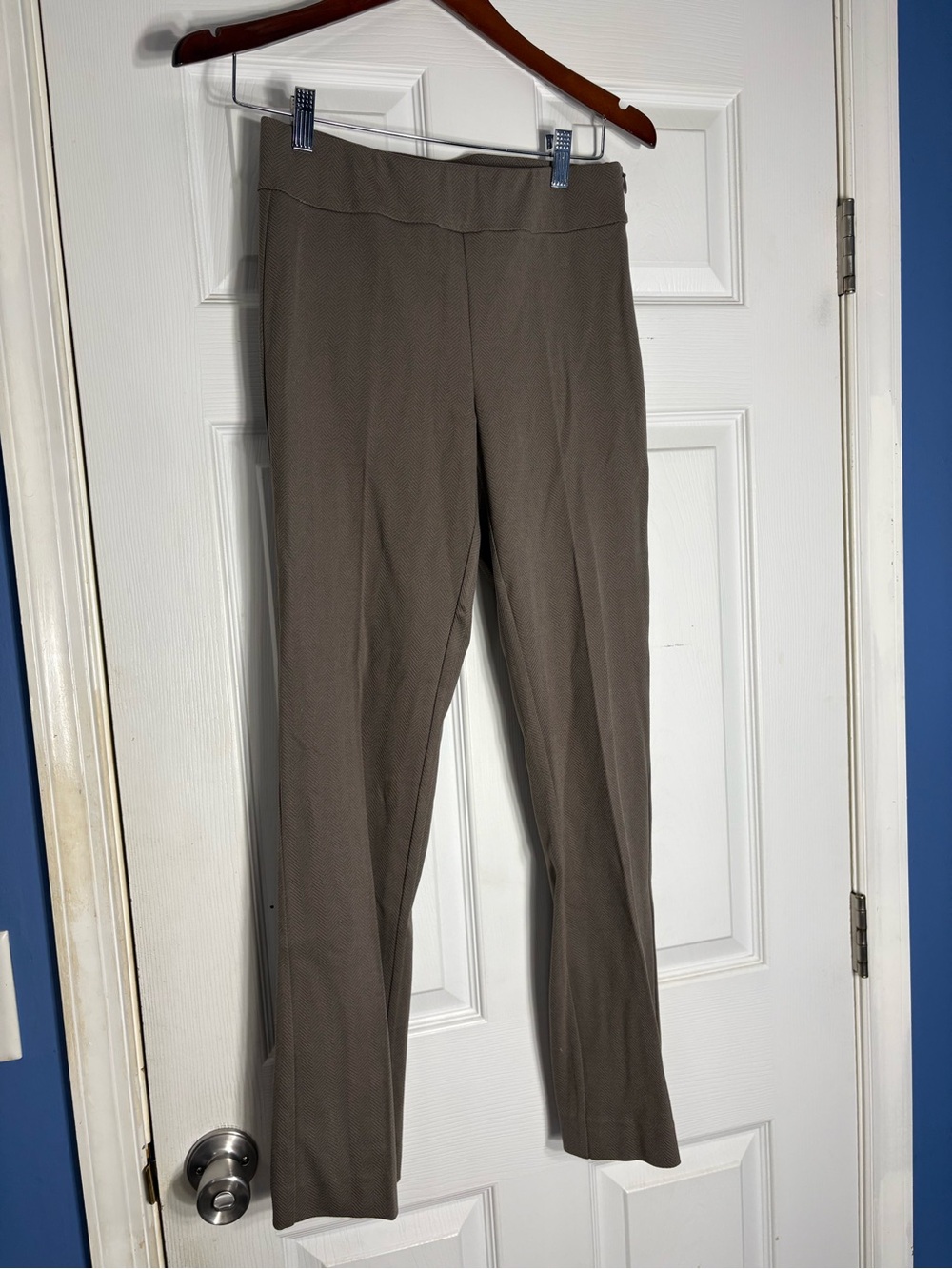 ecru Taupe Pull-On Straight Leg Trousers